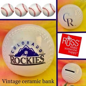 Vintage MLB Colorado Rockies Ceramic Baseball Bank